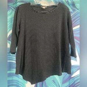 Westbound Navy and White Striped Long Sleeve Top